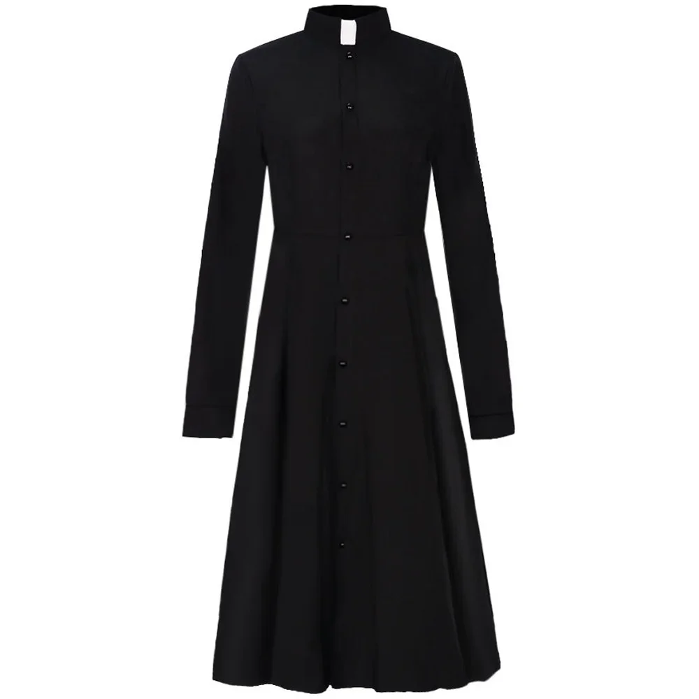 New 2024 Female Priests Cosplay Costume Coat Adult Women Robe Priest's Uniform Long Gown Halloween Carnival Outfits