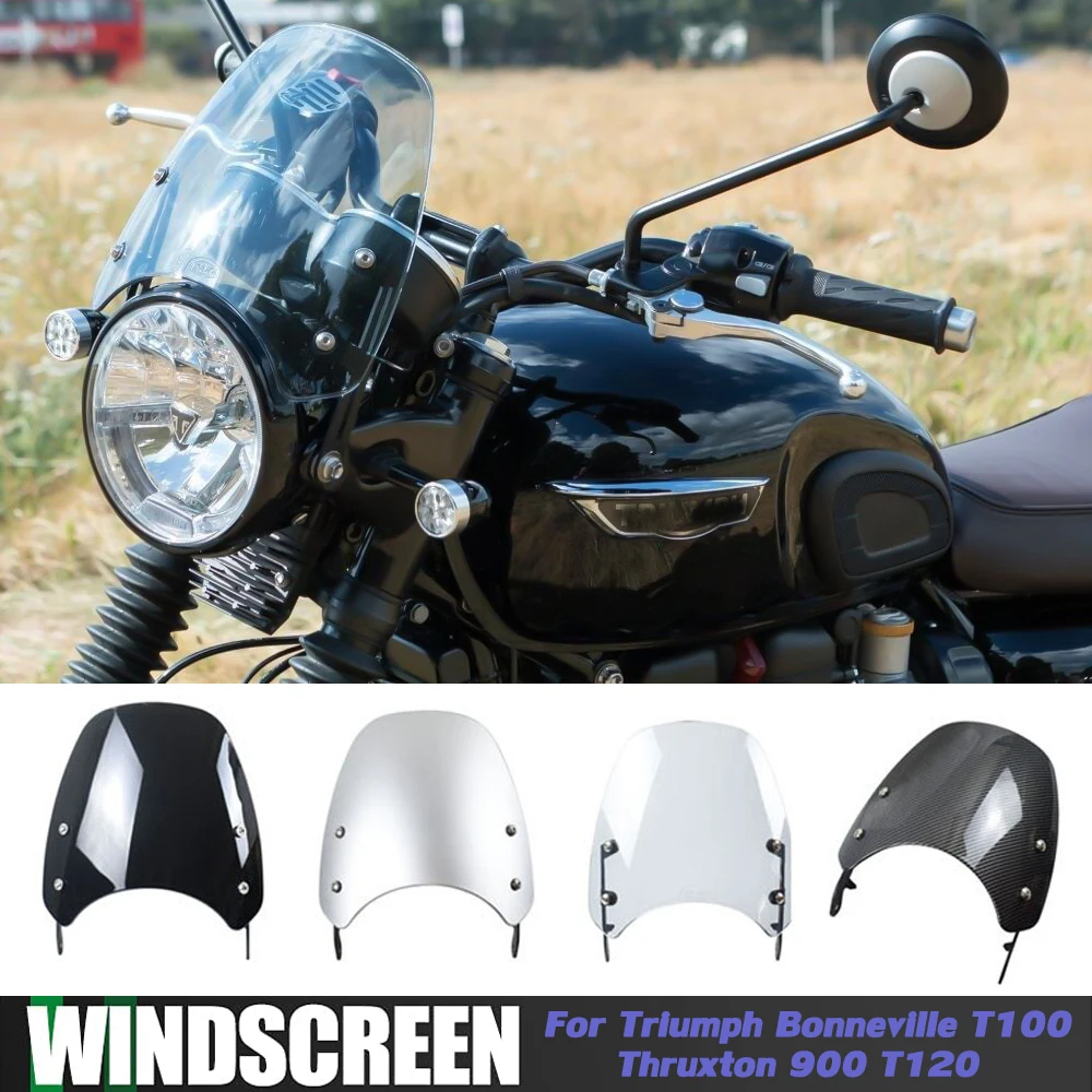 Motorcycle Windscreen Pare-brise For Triumph Bonneville T100 2021 T120 Wind Deflectors Windshield Thruxton 900 T 100 Accessories