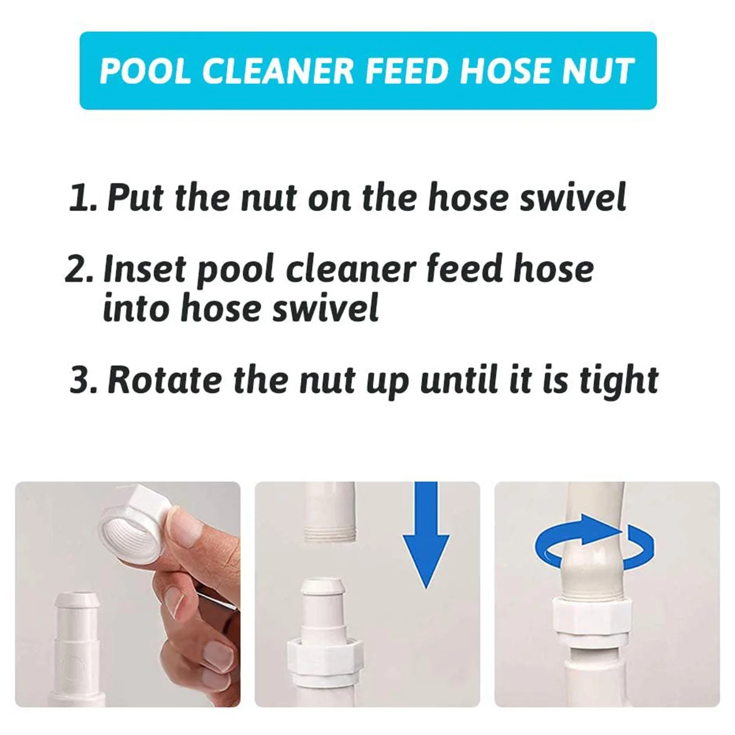 

Pool Cleaner Hose Swivel D20 & D15 Feed Hose Nut Replacement Kit 9pcs Compatible with Zodiac Polaris 280 180 380 3900