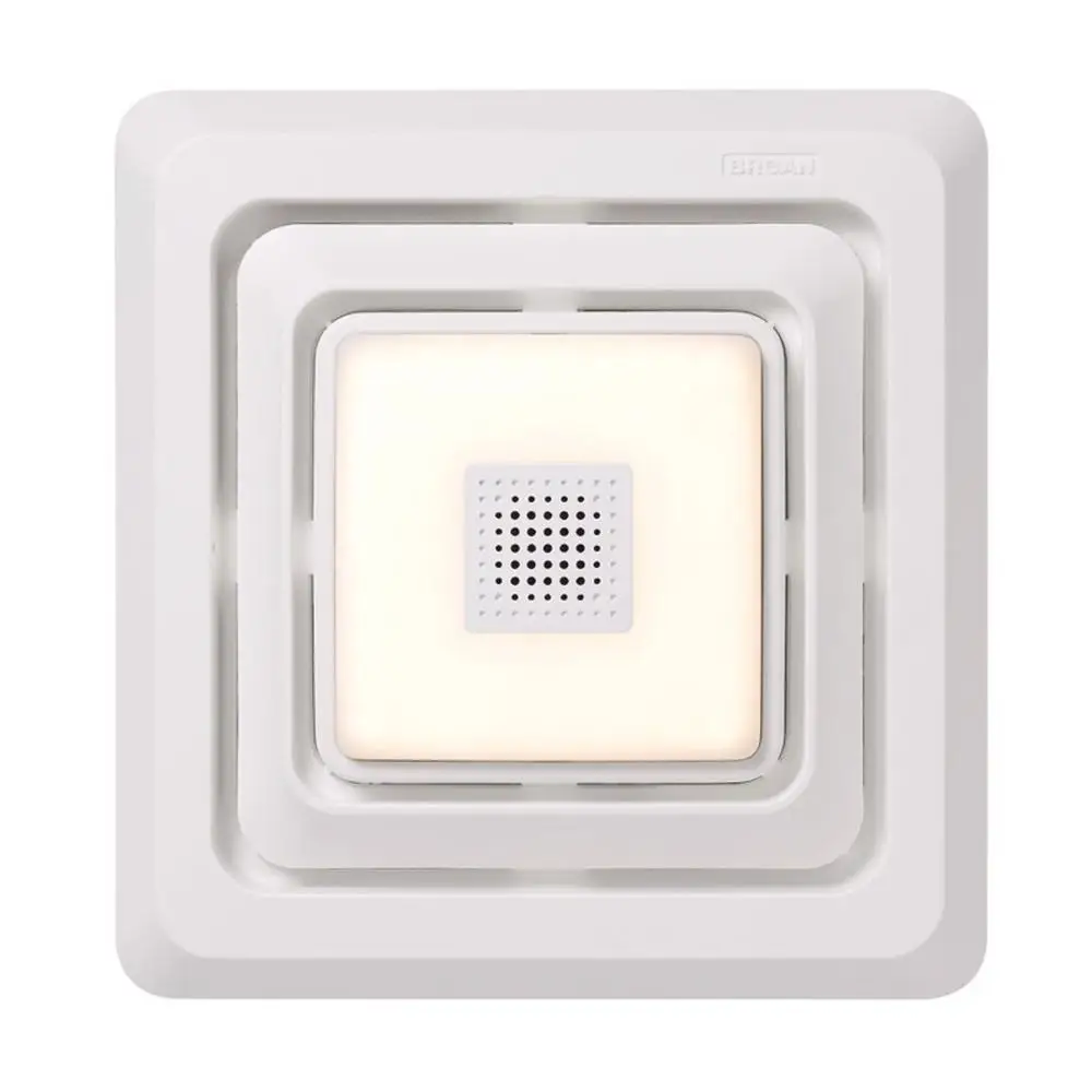 Sonic ห้องน้ํากระจังหน้าพัดลมดูดอากาศพร้อมไฟ LED ลําโพงบลูทูธติดตั้งอย่างรวดเร็วตะแกรงระบายอากาศแสงที่มีประสิทธิภาพบ้าน