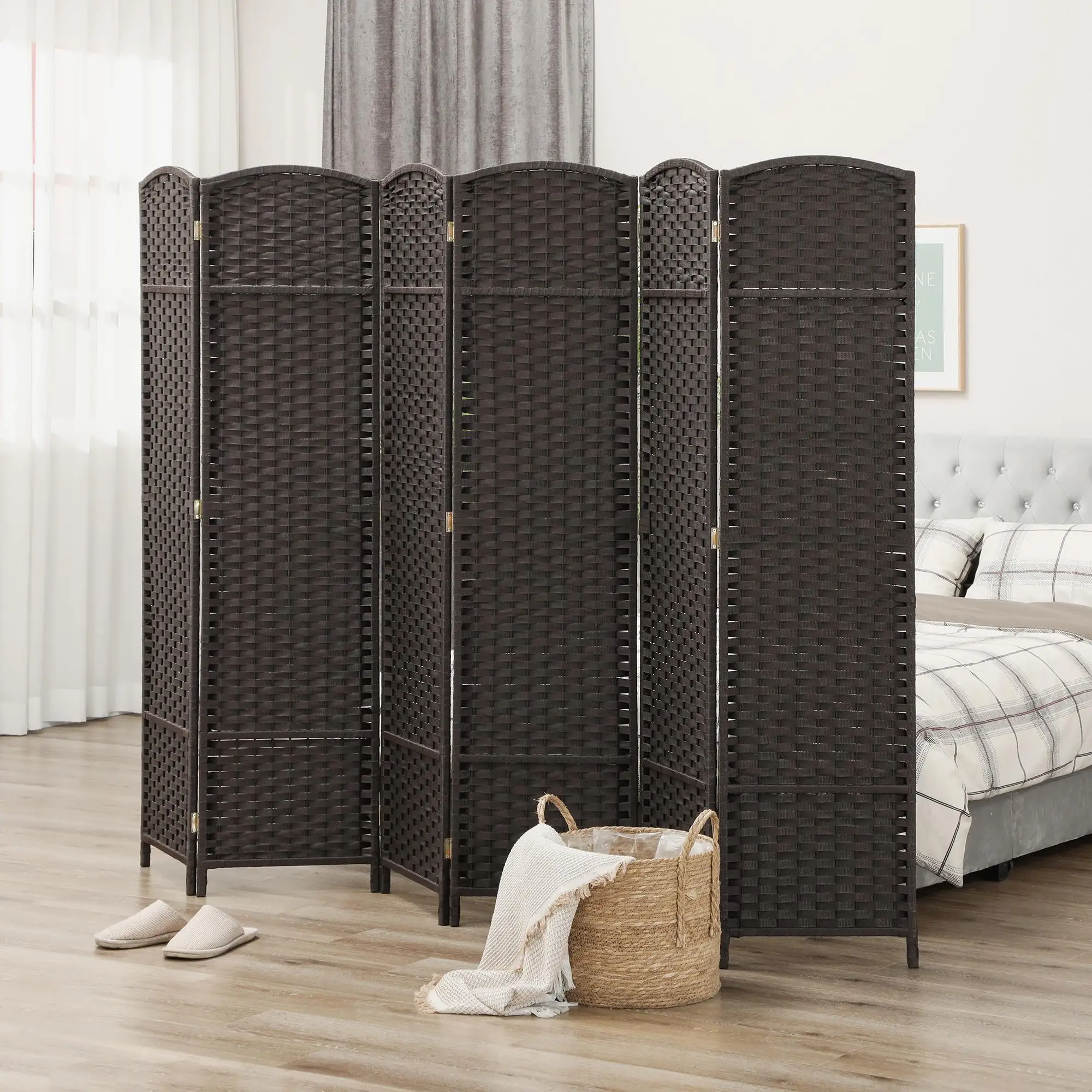 Paravent pliable 6 pièces 240x170 cm pour salon, chambre, bureau à domicile, marron
