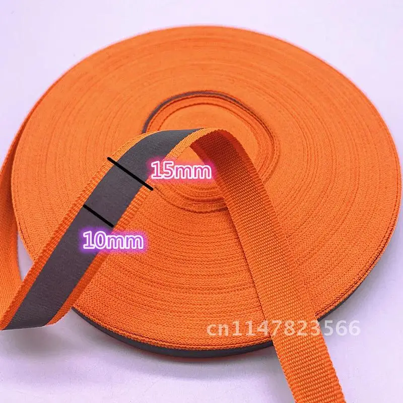 Orange Safety Silver Reflective Sew on Fabric Tape Strap Vest Webbing 5 Yards 10mm 15mm 20mm 25mm 50mm