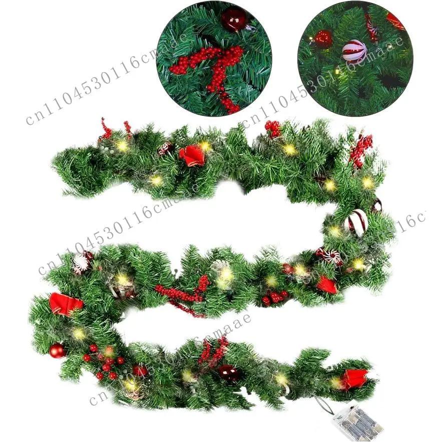Custom Christmas Ball Red Berry Christmas Vine 1.8/2 Faux Luminous Decorative Wreath