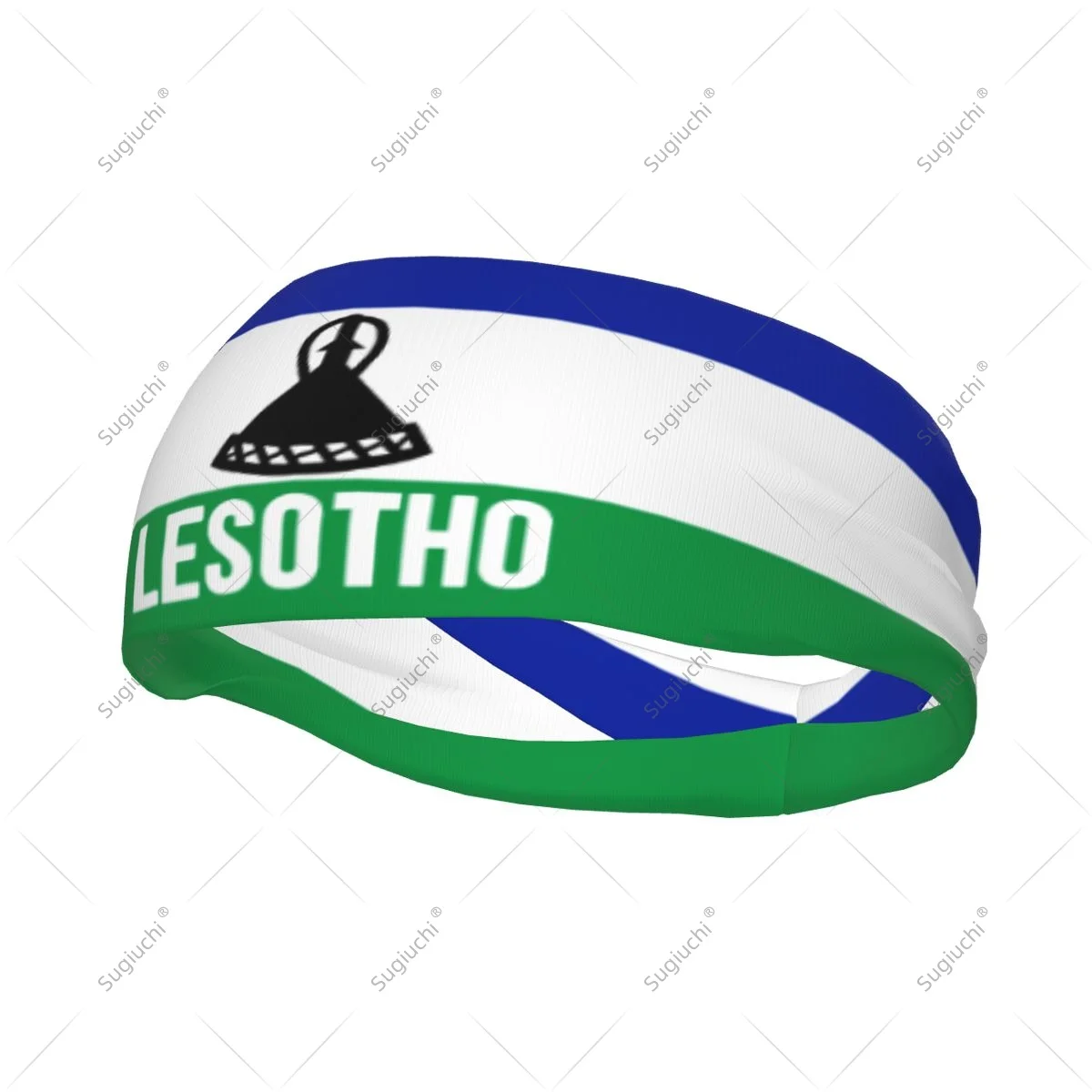 

Men Women Lesotho Flag Elastic Wide Headbands For Yoga Fitness Tennis Running Gym Sports