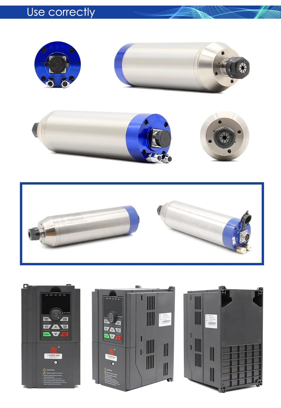 G-Penny 2,2 kW Metallbearbeitungsspindel-Set, wassergekühlt, ER20, 800 Hz, Pol = 4, D = 80 mm, Frequenzantrieb für Metall, Eisen, Edelstahl – Detail 19