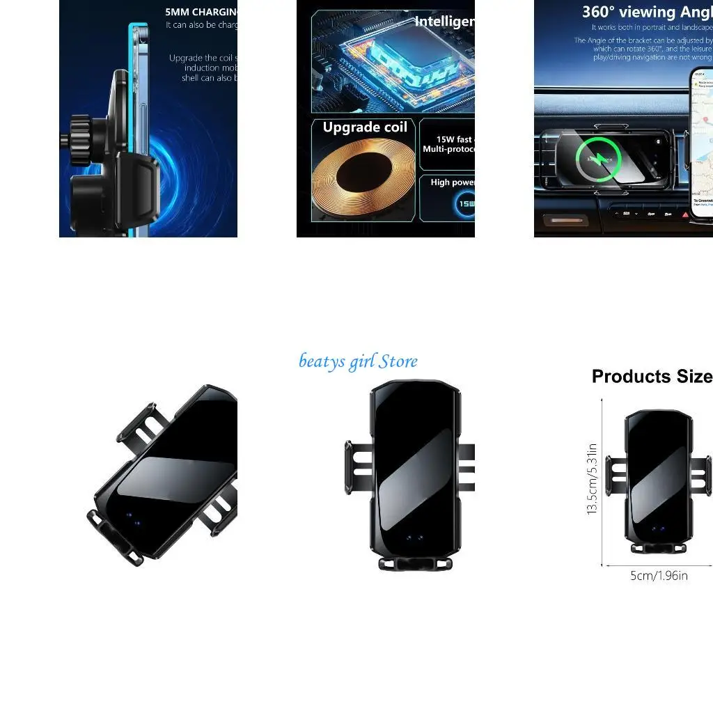 

C7AB Магнитная подставка для телефона с несколькими углами Автомобильные кронштейны для телефона Беспроводное зарядное 15 Вт