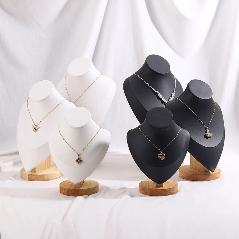 

Wooden Jewelry Necklace Bust Display Stand for Vendors Mannequin Chain Holder for Trade/Home Organizer