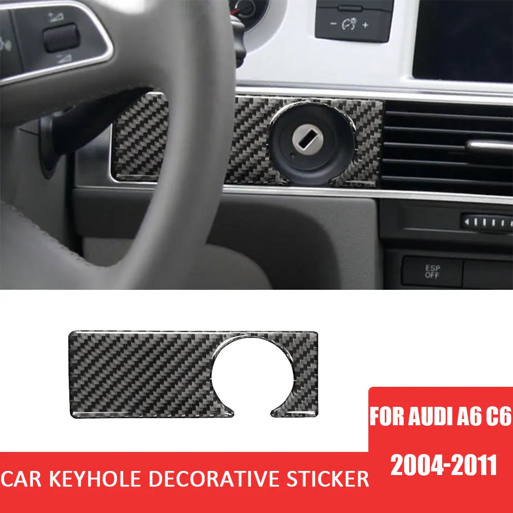 

Car Keyhole Decorative Sticker Car Engine Start Stop Panel Trim Carbon Fiber Stickers for Audi A6 C6 2004-2011 Auto Accessories