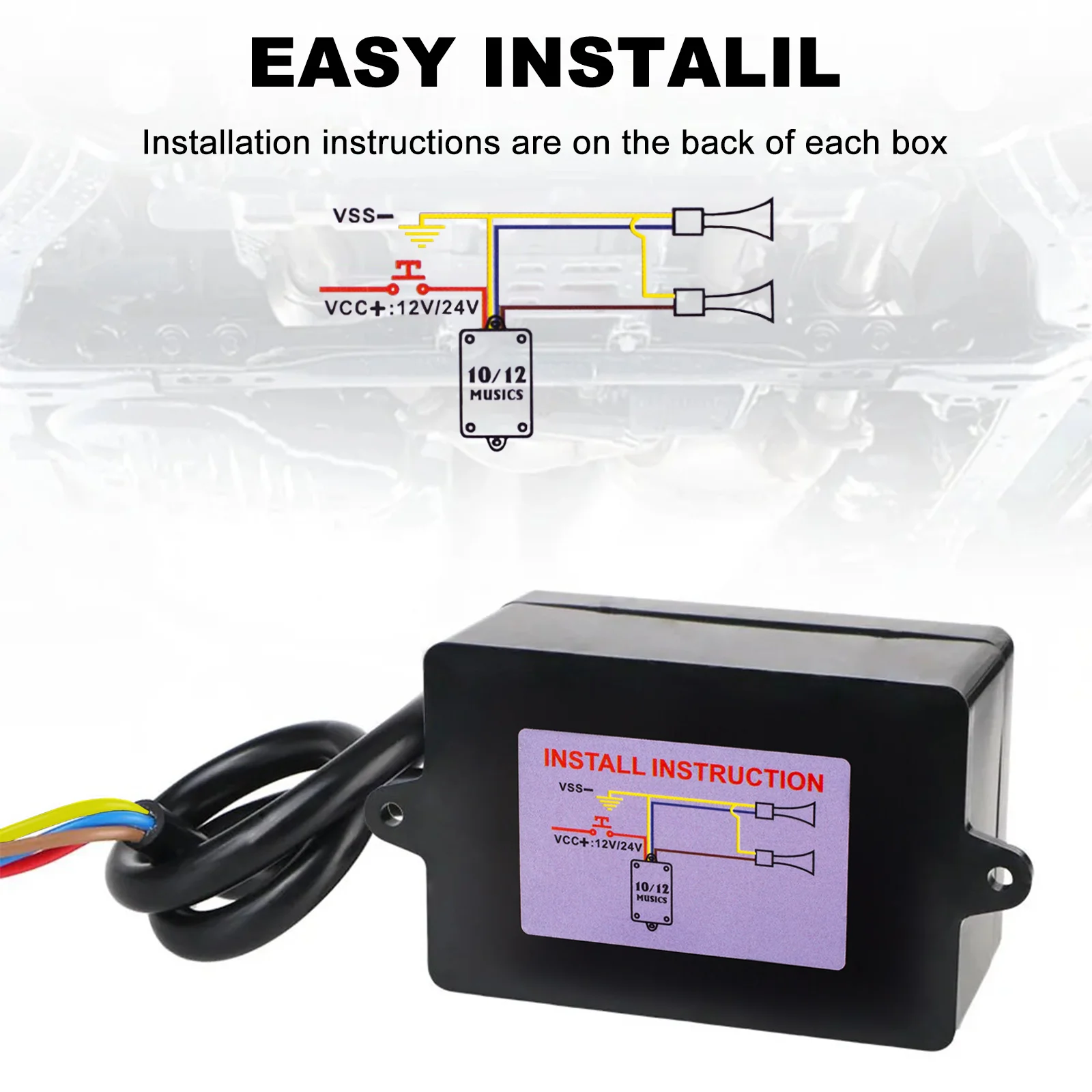 القرن صندوق التحكم 12 فولت-24 فولت 8 & 12 الصوت الموسيقية الإلكترونية 3 + برو الموسيقى السريعة القرن التتابع للدراجات النارية سيارة جيب مركبة بحرية شاحنة