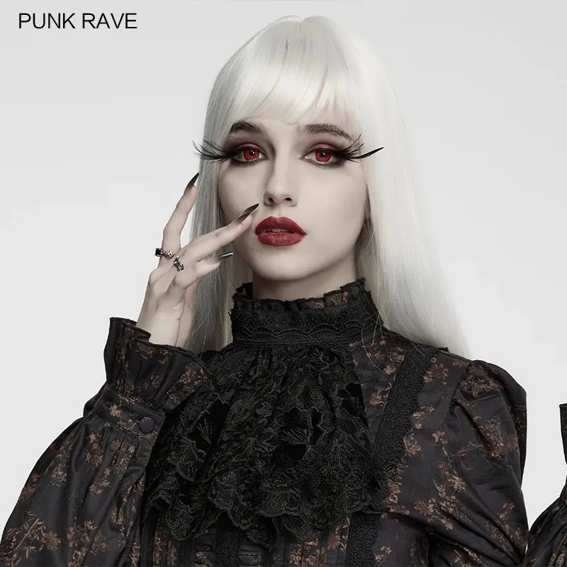 PUNK RAVE Women's Gothic Exquisite Lace Flocking Floral Patterns Collar Mysterious Retro Party Club Accessory