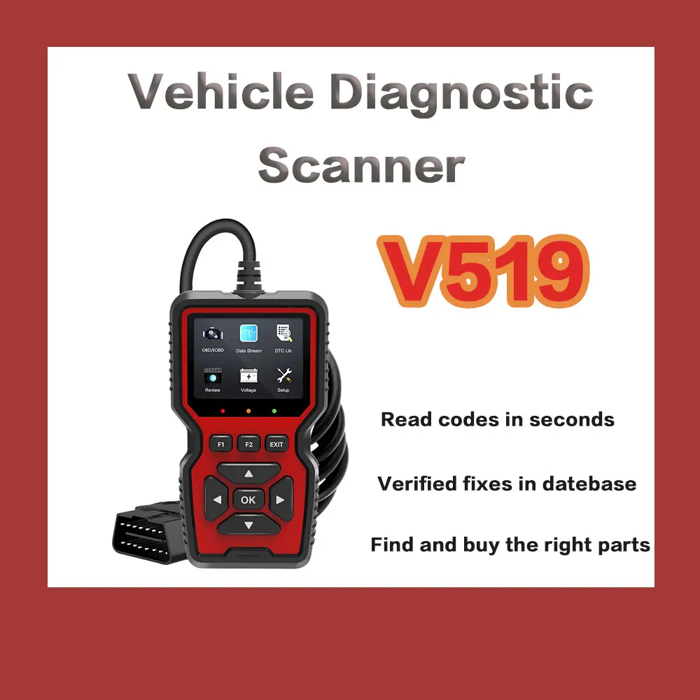

Сканер OBD2 V519 Pro — сброс ABS/SRS/EPB, считыватель кодов, фиксация освещения двигателя, живые данные, 50+ сервис