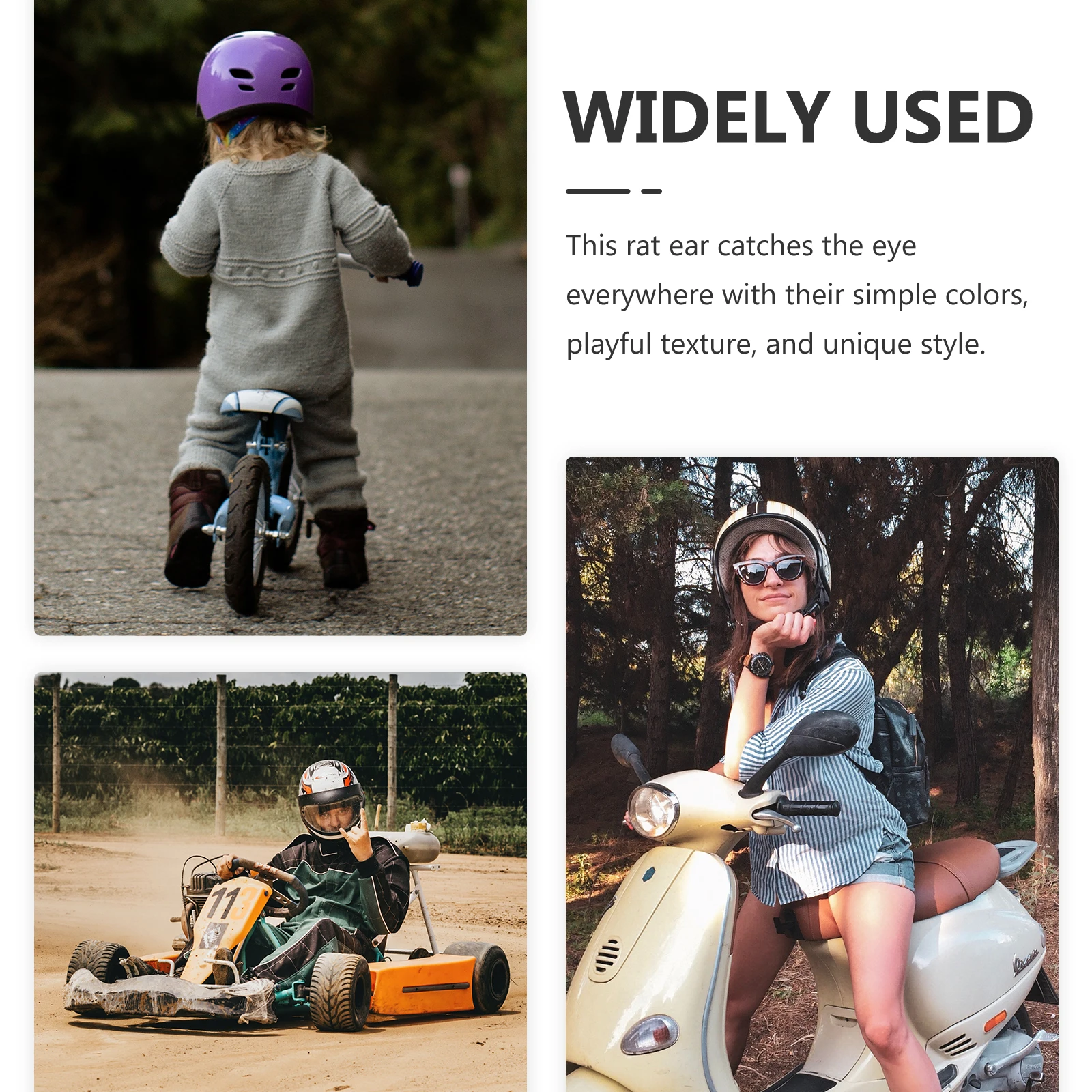 

Bear Decor Motorcycle Motorbike Mice Ears Accessories Rat Ears for Scooter Helmets Lightweight Durable Black Women