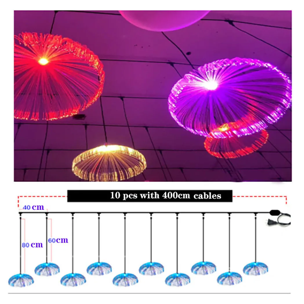 

10Pcs Fiber Optic Jellyfish String Light Chandeliers Outdoor Christmas Dandelion Fairy Garland Garden Patio Tree Hanging Lamp