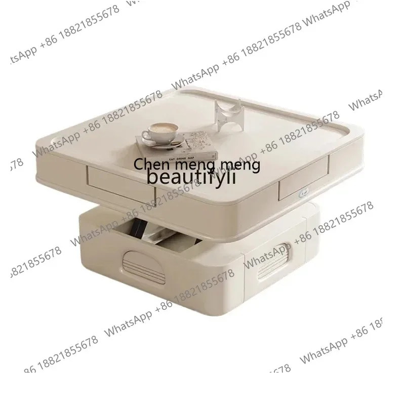 ss cn8350 ss 8350 Mahjong Table Automatic Coffee Table Double-Use Living Room Home Multi-Function Lifting Cream Style