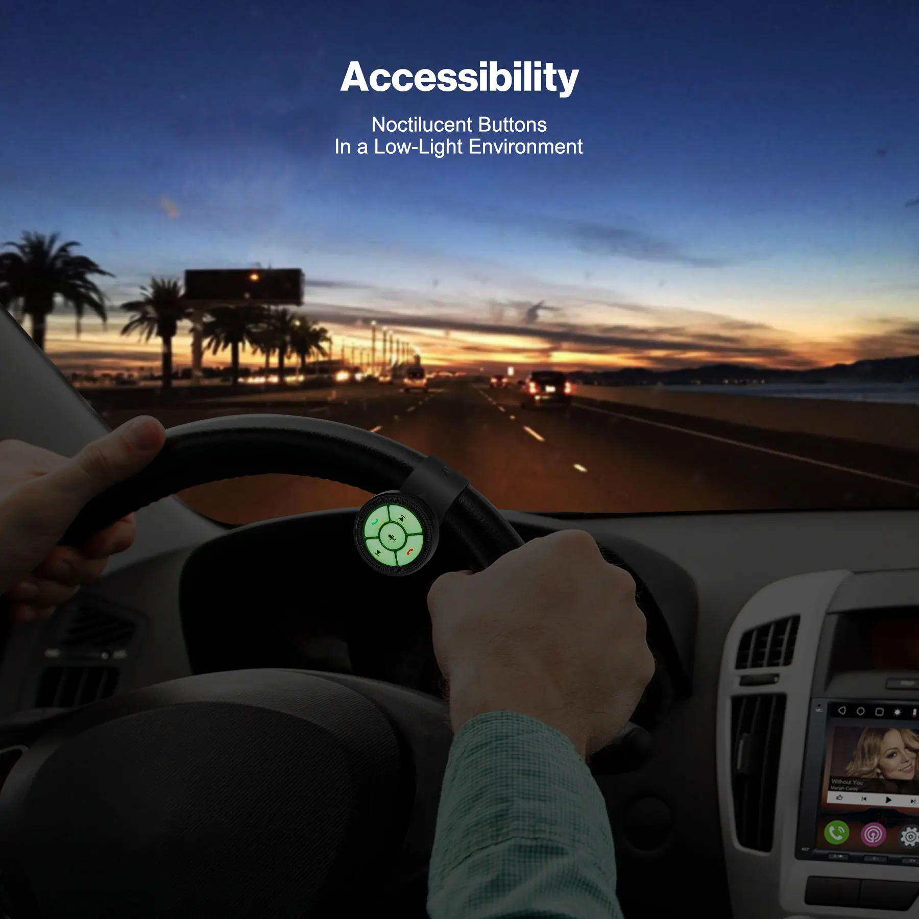 ATOTO 44F8 حزام الساعات نمط لاسلكي للتحكم عن بعد لكل من راديو السيارة أزرار مضيئة مفتاح بديل للتحكم في عجلة القيادة