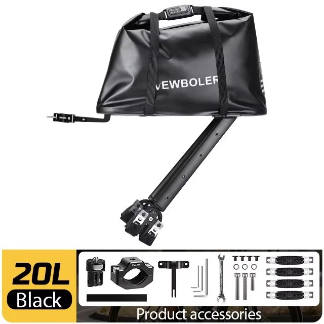 NEWBOLER 20L Aluminium Fietsbagagedrager Toegangscodeslot Fietstas Bikepacking Voor MTB En Grind Fietsenrek Plank