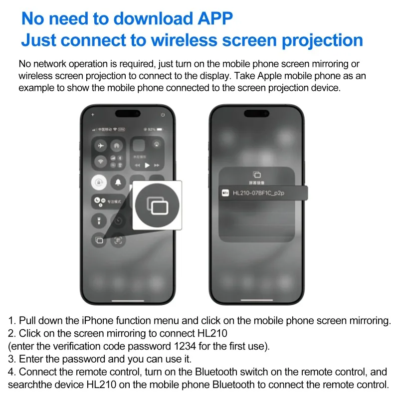 Round Mobile Screen Projector Wireless Mobile Phone Magnetic Selfie Screen 2.1 Inch Display Smartphone Screen Mirroring Device