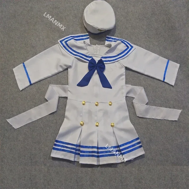 Costume de Marin Blanc à Rayures pour Fille ou Garçon, Chapeau de ixpour Enfant, Pantalon en Y