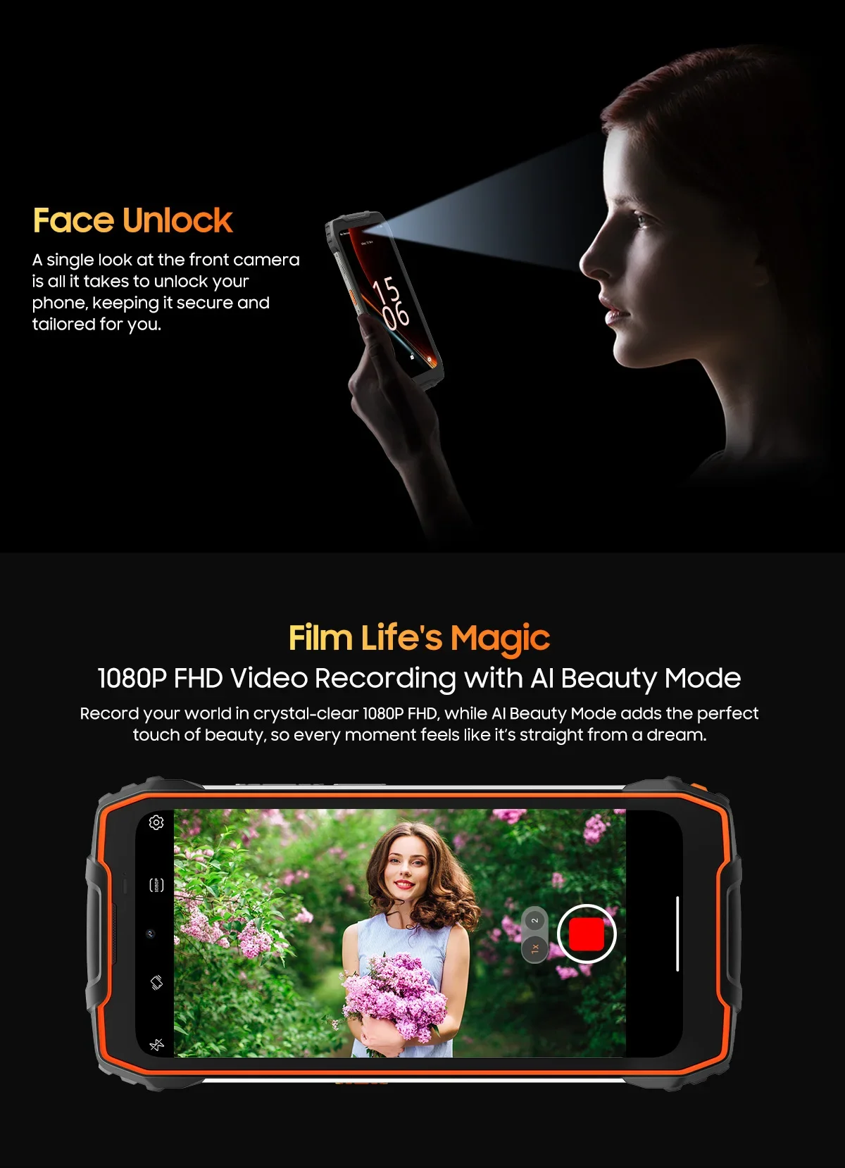 Global version Blackview OSCAL PILOT 1 Rugged Phone 6.67'' HD+ Display 50MP Camera 6GB+256GB 15000mAh NFC Smartphone Android 14