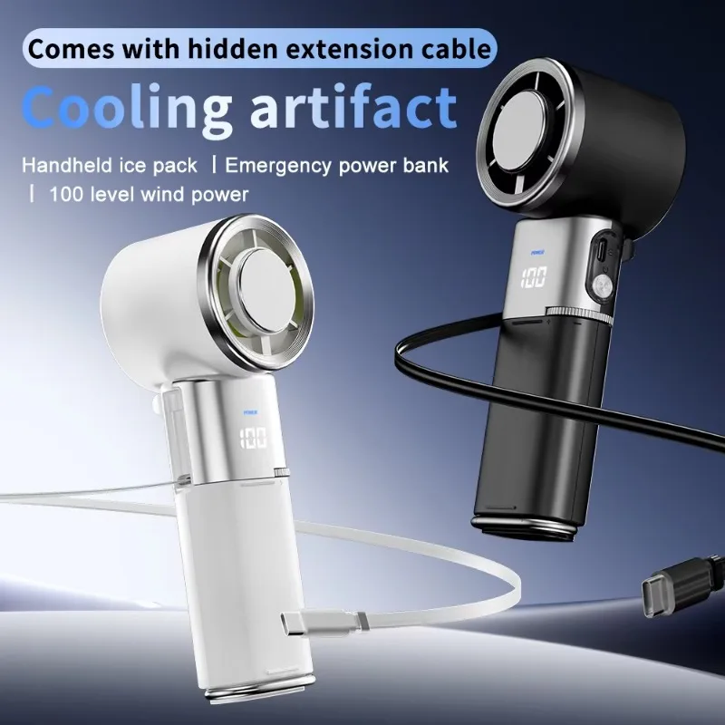 Ultra-fast Violent Turbo with telescopic cable handheld fan desktop silent Usb charging fan portable.