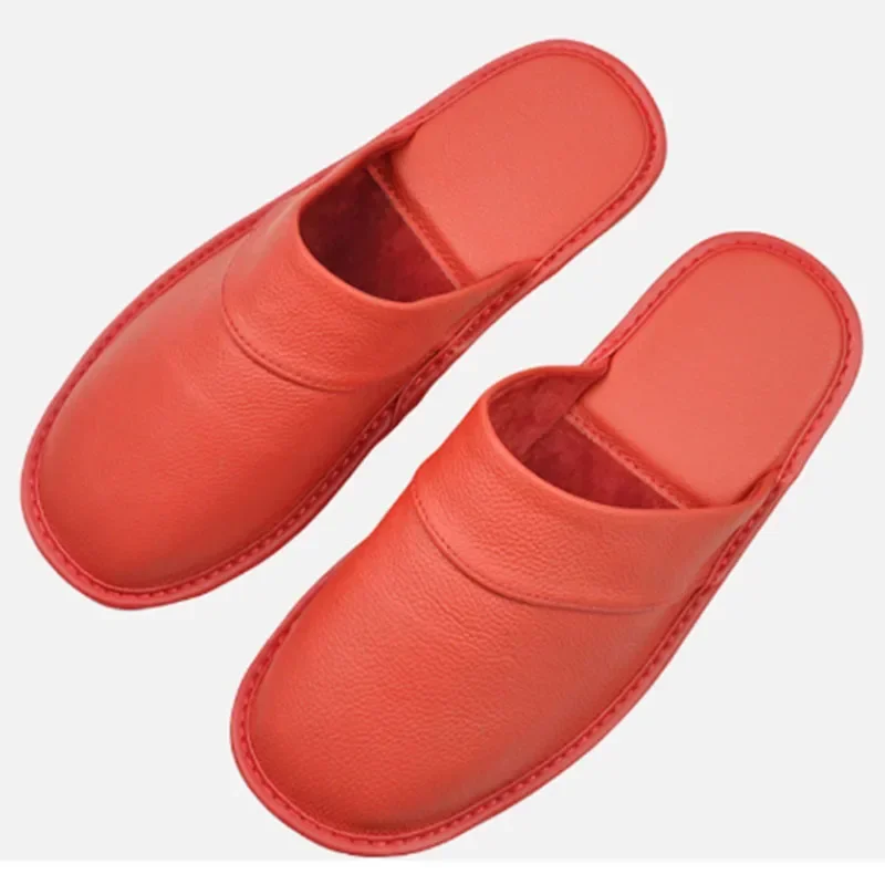 Genuine Cow Leather Slippers Homes In Indoor Slipper Spring Autumn Summer Men Women Elderly Non-slip Casual Single Slides Shoes