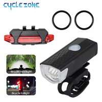 MTB Bike Lights Set USB LED Rechargeable Waterproof Mountain Bike Headlight Bicycle Light Front Warning Cycling Accessorie