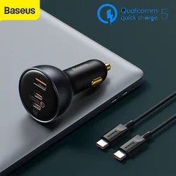 Baseus 160W Car Charger Quick Charge QC 5.0 Car Phone Charger For Macbook iPad Pro Laptop USB Type C Charger For iPhone Xiaomi