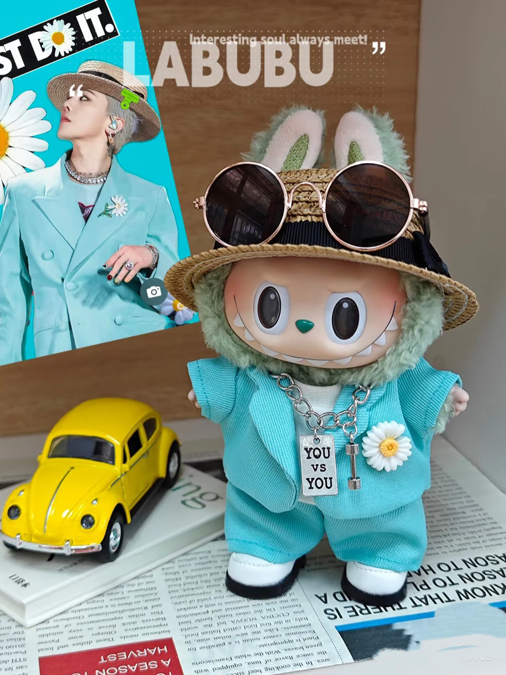 (ملابس أطفال nly) قماش سحب 15/17 سم GD مع بدلة دمية من الفينيل لملابس الأطفال #4