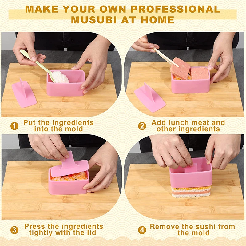LMETJMA  Pack Rice Mold Musubi Maker Kit Non Stick Musubi Maker Press Rice Ball Mold DIY Sushi Maker Tools Kit JT189