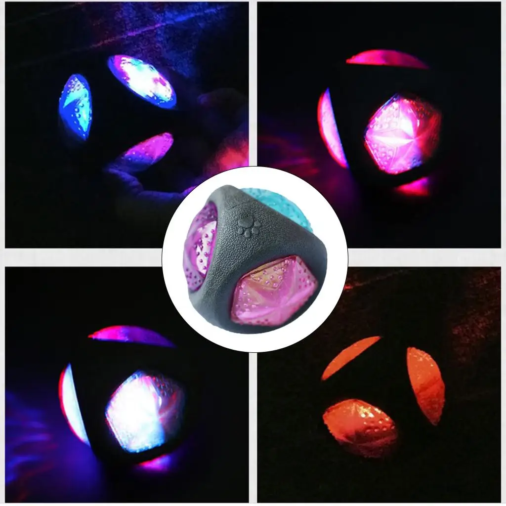 Interactive Ball Toy Colorful LED Light Up Dog Chew Playing Toy Elastic Ball Small Pet Puppy Kitten Cats Dogs Supplies