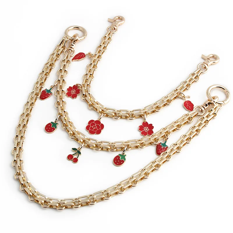 1PC 3 styles Red leaf cherry enamel flower multi-bag pendant decoration extension chain Graduation ceremony birthday gift image 5