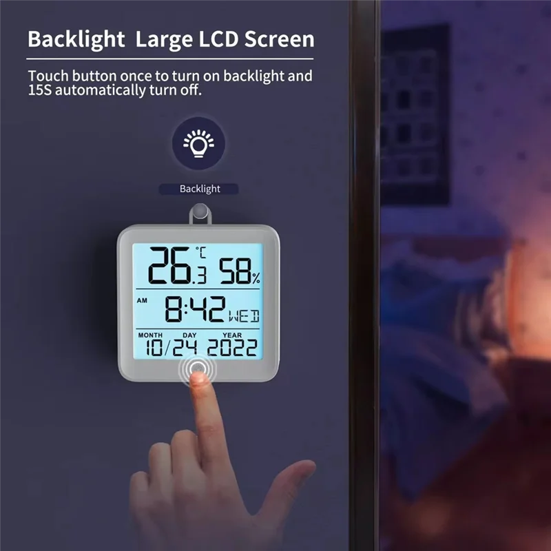 

PHILE-цифровые часы Tuya WIFI, термометр с датой, гигрометр, подсветка, датчик температуры и влажности, дисплей