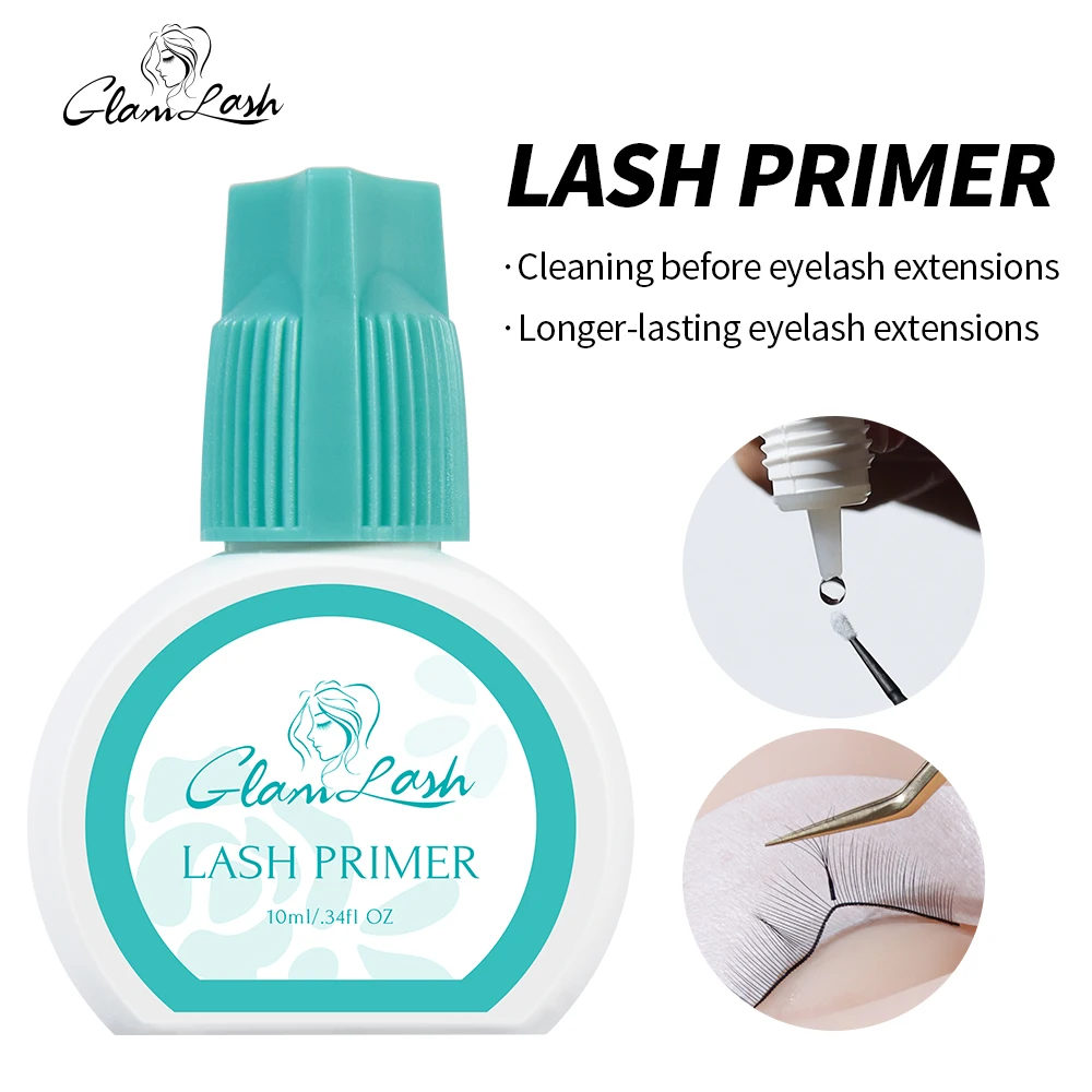 GLAMLASH 10ml Eyelash Extension Primer for False Lash Application Extend Time Adhesive Bonding Strength Fixing Agent Glue