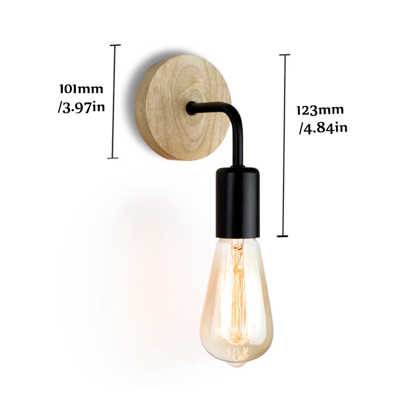 2pcs Wood Industrial Loft Wall Lamp E27 85V-265V Vintage Retro Decor Wall Light Fixtures Wall Decor Vintage Abajur Para Quarto