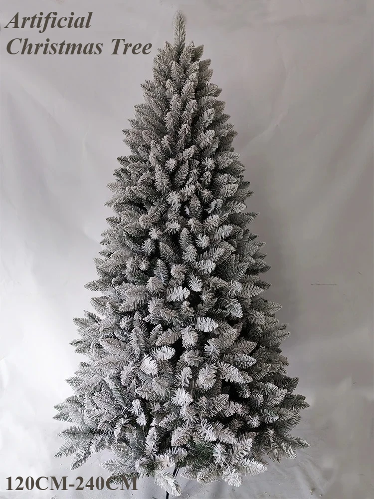 

Artificial Christmas Tree PVC Encrypted 120CM-240CM Large Pointed Flocking Christmas Tree Home Christmas Atmosphere Decoration