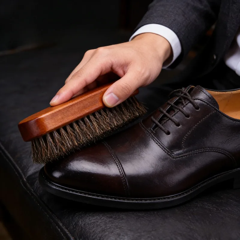 

Horsehair Brush Solid Wood Shoe Brush Leather Shoe Polish Brush Polishing Shoe Care Brush Shoe Brush