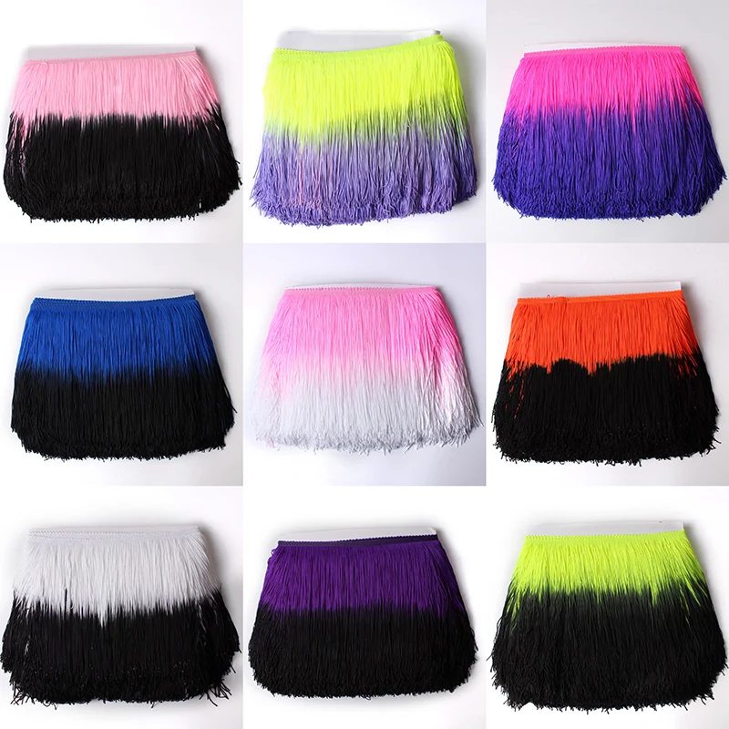 1Yard/Lot  20cm Lace Patchwork Color Trim Fringe DIY Latin Dress Stage Clothes Accessories Decorative Tassels  Curtains Fabric