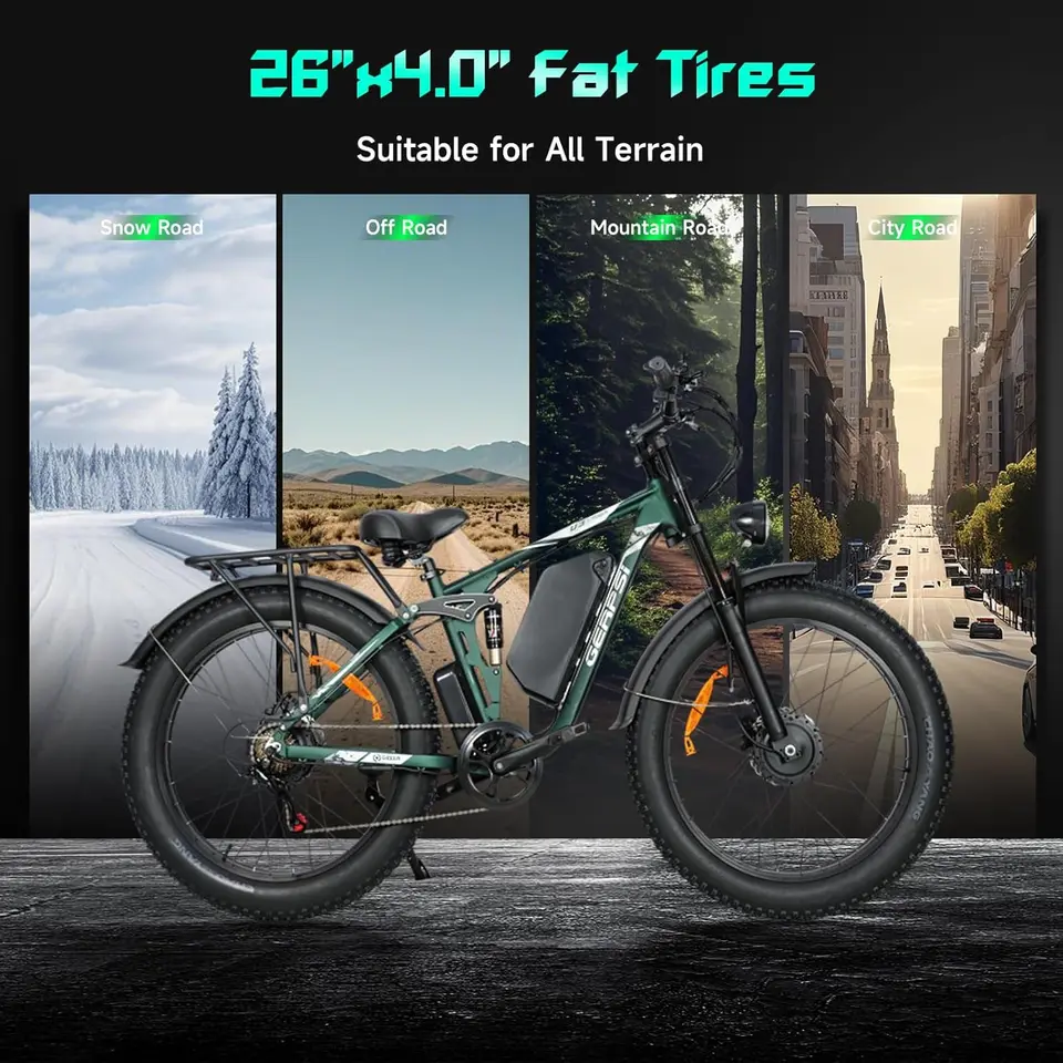 BAOLUJIE 2603 Electric Bike Adults Ebike 52V 32AH Removable Lithium Battery Max Speed 35MPH Range 34-41 Miles【1 Year Warranty】 image 6