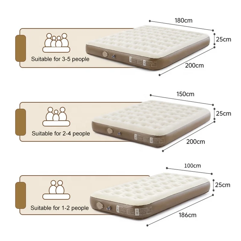 Double Built-in Pump Inflatable Mattress Raised Air Mattress Household Inflatable Folding Air Bed for Tent Camping