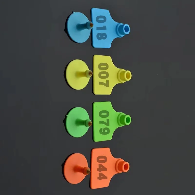 100 шт., бирки для ушей в виде свиньи, цифровой маркер, этикетка с медными головками, 3 цвета, идентификационная карта для сельскохозяйственных скотов, животных