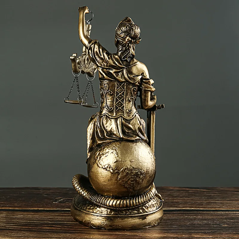 Resin Sculpture Blind Lady Justice Themis Justitia Statue Greek Mythology Goddess Art Classy Lawyer