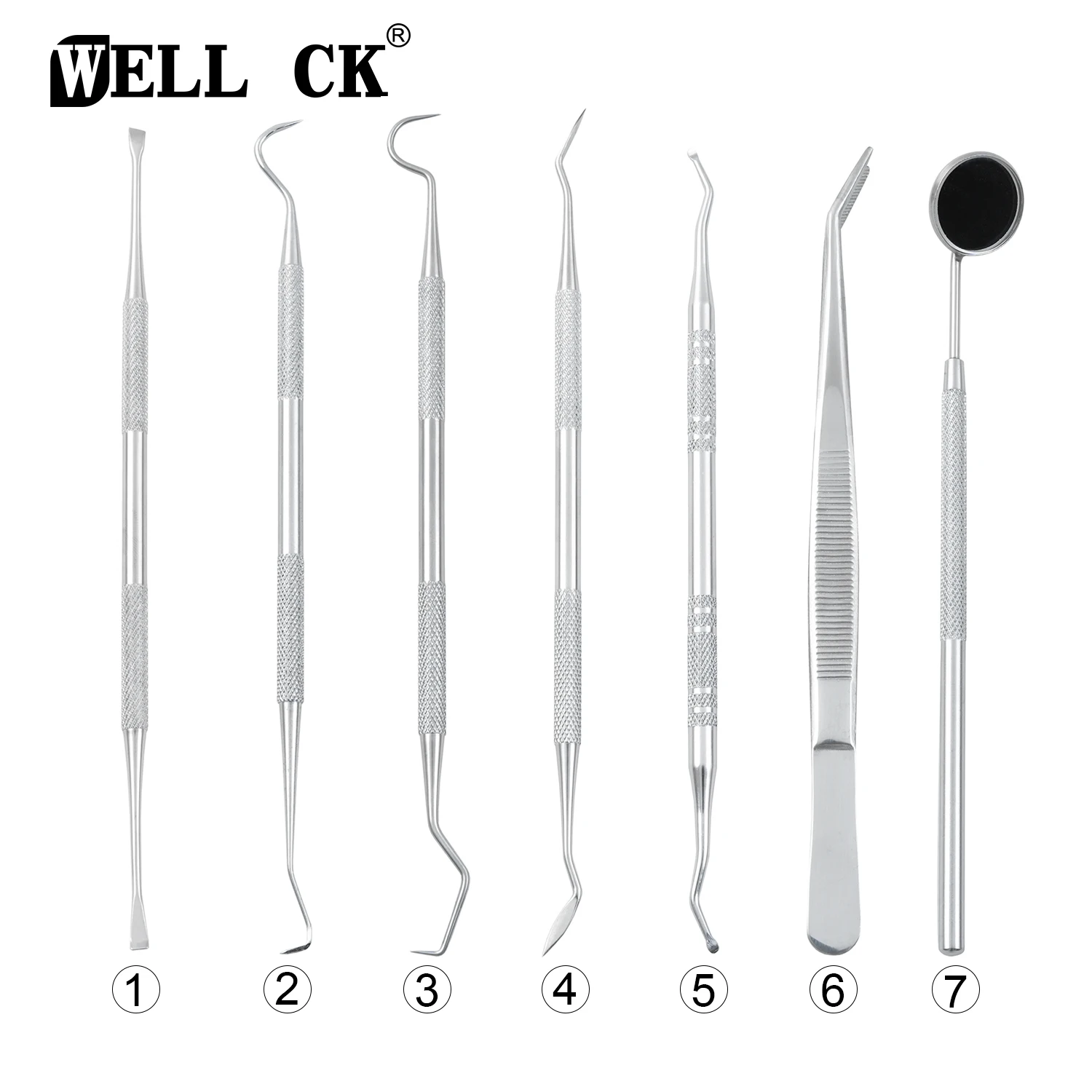 1szt Dental Stainless Steel Clean Tools Dentist Mirror Double Probe Sickle Hoe Sickle Scaler Narzędzie do pielęgnacji zębów