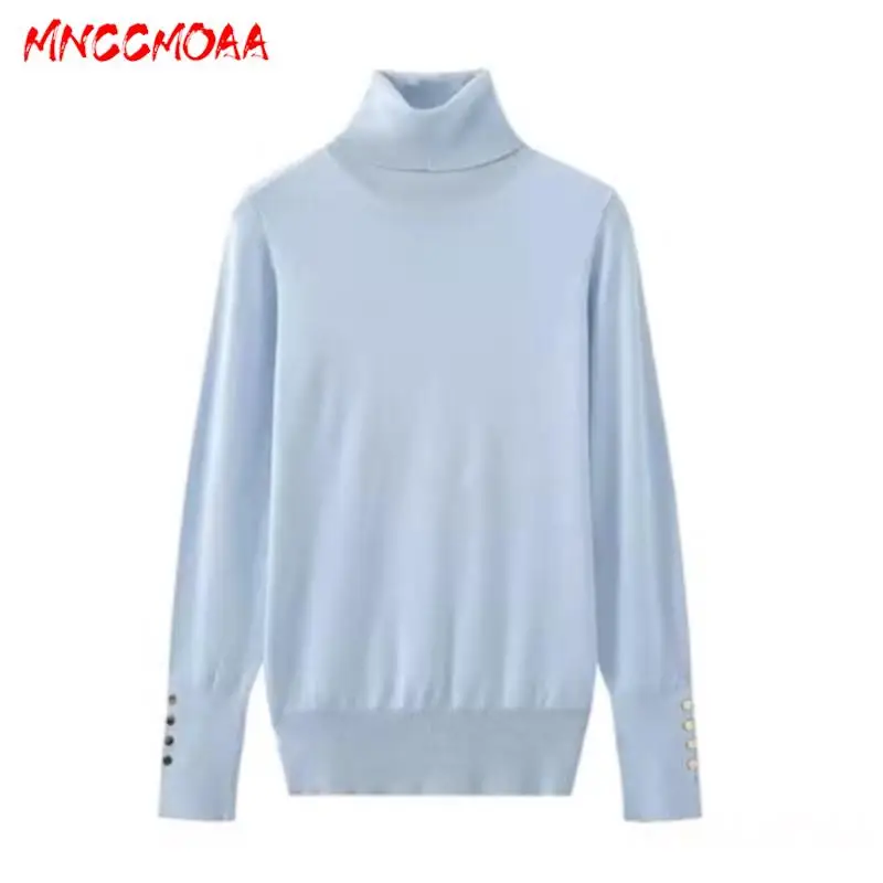 MNCCMOAA 2023 Autumn Winter Women Fashion Slim Knitting Sweater Female Solid Color Casual Long Sleeve Top Pullovers