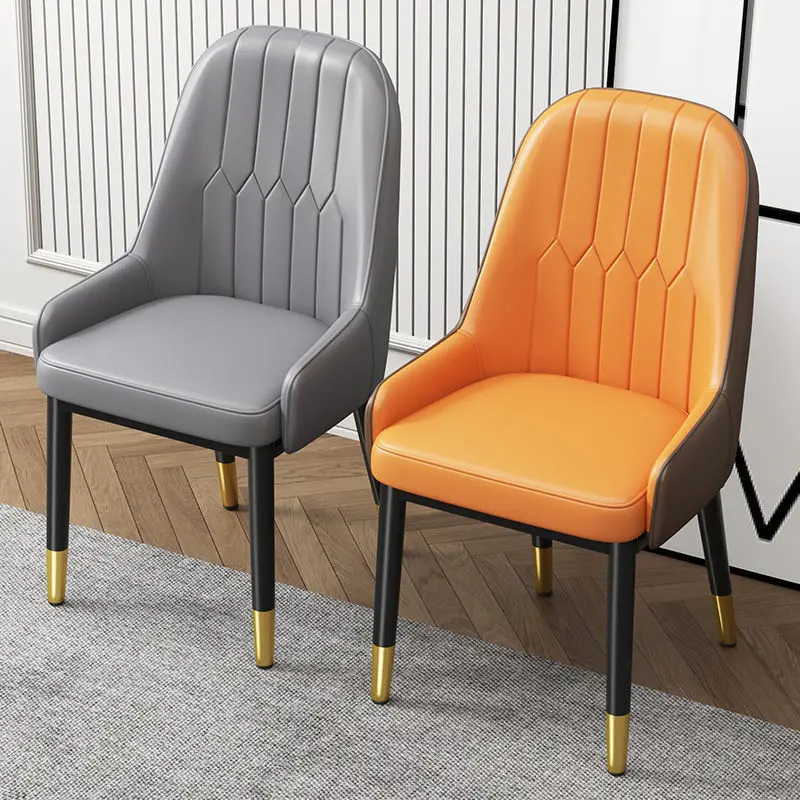 #Luxury Modern Nordic Dining Chairs with Metal Leg PU Leather Upholstery Restaurant Furniture