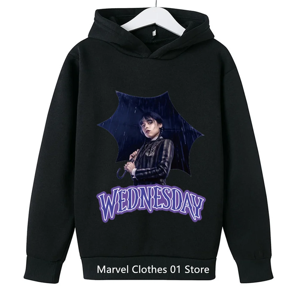 Kids Wednesday  Tops Boys Hoodies Spring Autumn Wednesday Addams Family Sweatshirts Pullover Sport Costumes Girls Casual Outwea