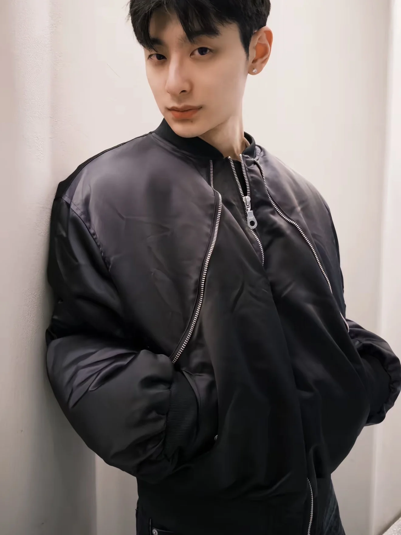 

American Retro Red Cotton Bomber Jaet Men's Flight Suit ort Wide Versatile Design Sense Cotton Clothes with Zipper