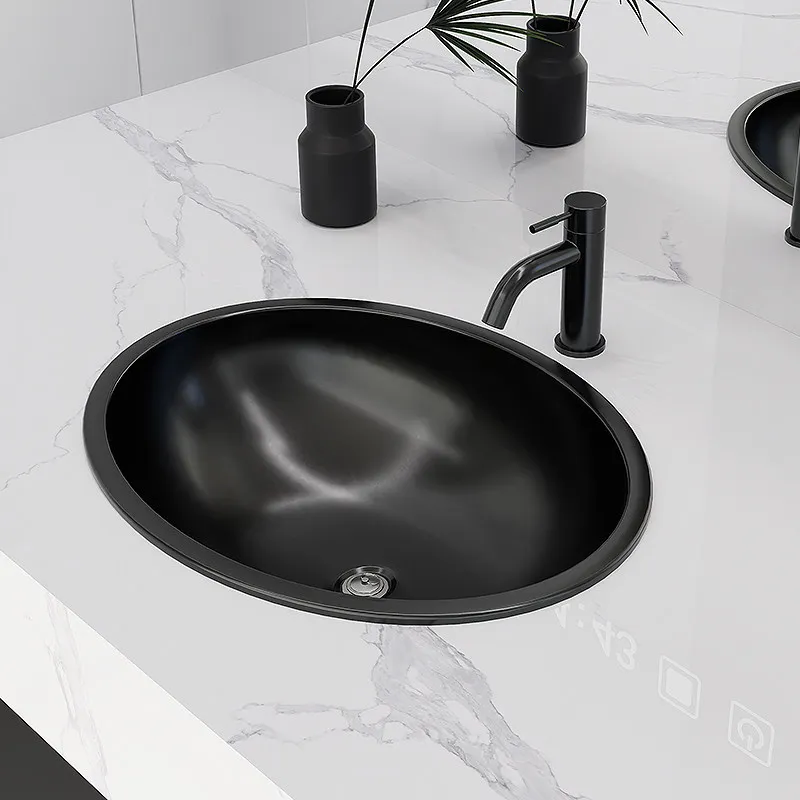 lack 304 Stainless Steel Single Basin Sink, Undermount & Drop-in Washbasin for Bathroom, Oval Rectangular