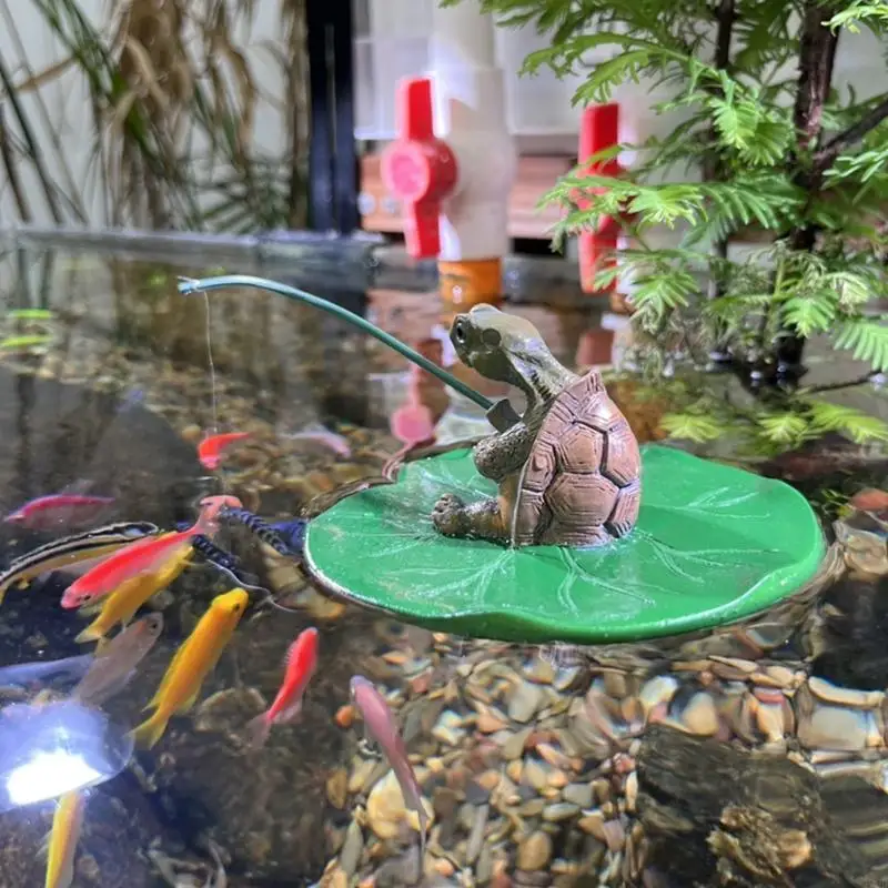 97QDエレガントなカメの池の彫刻が葉のデザインを特徴としています