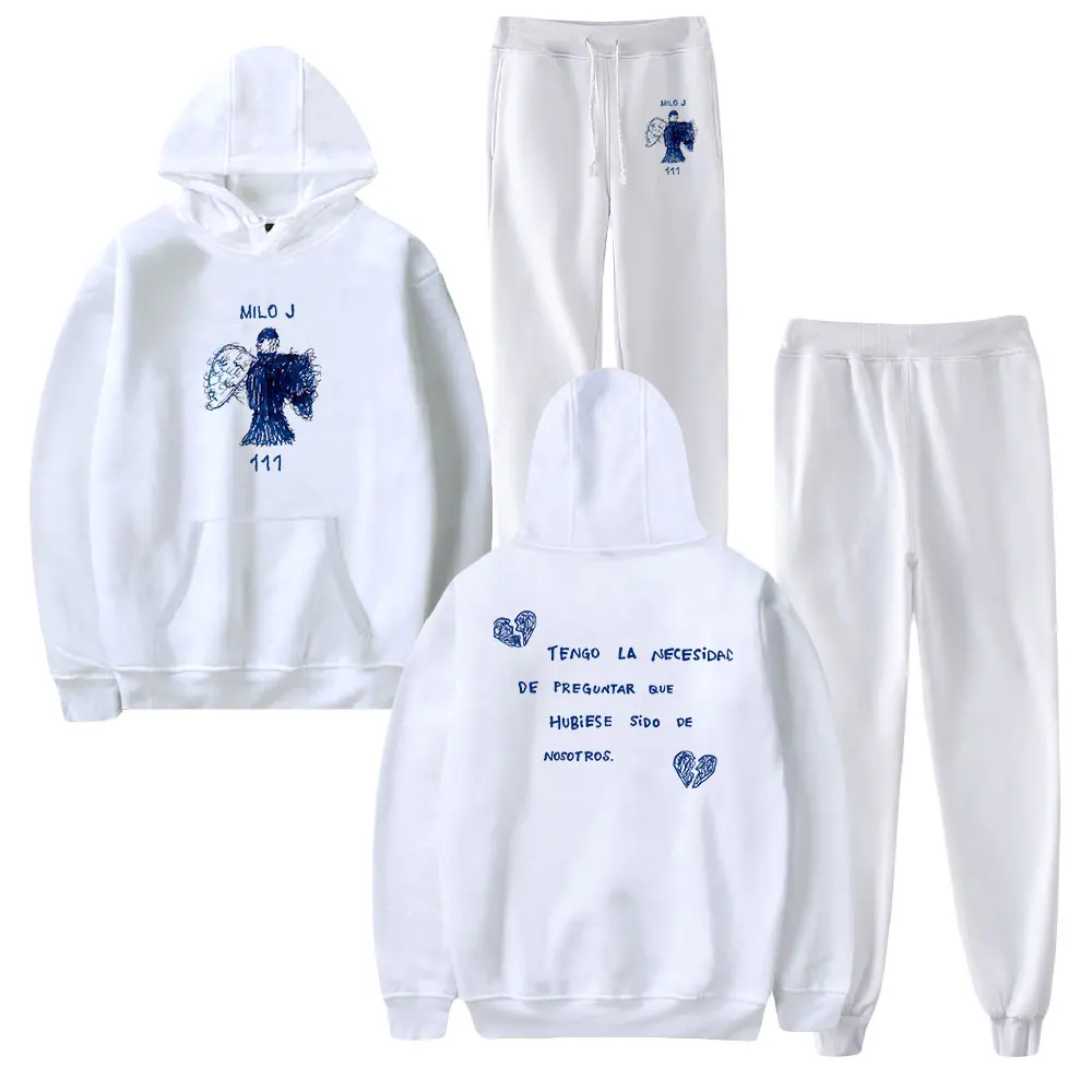 

Milo J Singer 111 Album Merch Hoodie Jogger Pants Two Piece Set Long Sweatshirt+Sweatpants 2024 Tour Women Men's Set