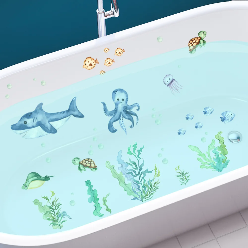 

​​Underwater Creature Bathtub Decals - Self-Adhesive & Waterproof Stickers for Bathroom Decor​​